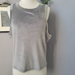 Skims Velour Crew Neck Tank Top Gray 2XL